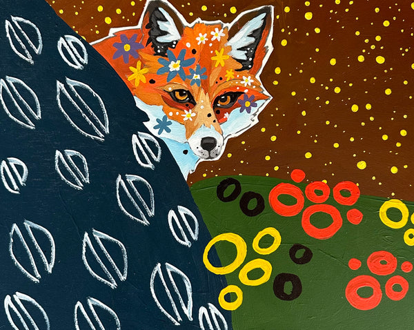 Klimt Fox 11x14 on Wood Panel