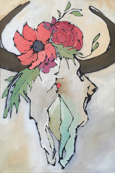 Bison Skull with Floral Headdress
